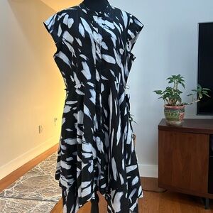 DKNY Asymmetrical Black and White Dress